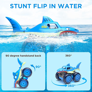 ماشین کنترلی کوسه هیولای آب و خاک مدل 313-989 Amphibious Remote Control Car_اسباب بازی